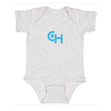 Rabbit Skins Infant Fine Jersey Bodysuit With Centered Light Blue Logo