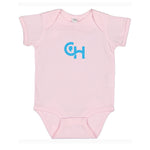 Rabbit Skins Infant Fine Jersey Bodysuit With Centered Light Blue Logo