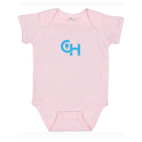 Rabbit Skins Infant Fine Jersey Bodysuit With Centered Light Blue Logo