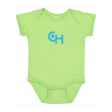 Rabbit Skins Infant Fine Jersey Bodysuit With Centered Light Blue Logo