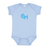 Rabbit Skins Infant Fine Jersey Bodysuit With Centered Light Blue Logo