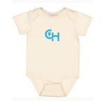 Rabbit Skins Infant Fine Jersey Bodysuit With Centered Light Blue Logo