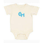 Rabbit Skins Infant Fine Jersey Bodysuit With Centered Light Blue Logo