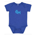 Rabbit Skins Infant Fine Jersey Bodysuit With Centered Light Blue Logo