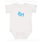 Rabbit Skins Infant Fine Jersey Bodysuit With Centered Light Blue Logo