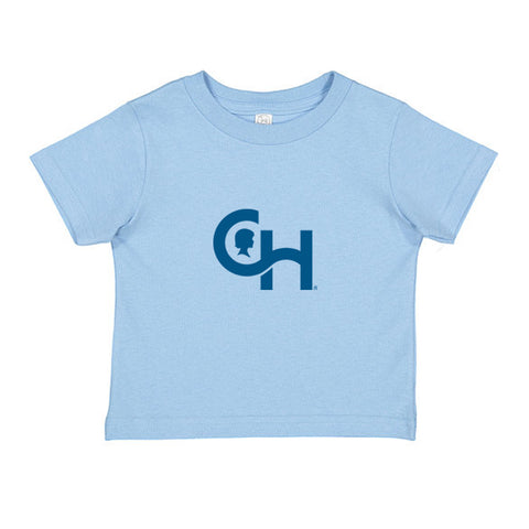 Rabbit Skins Toddler Tee 5.5oz with Centered Blue Logo, 100% cotton