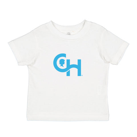 Rabbit Skins Toddler Tee 5.5oz with Centered Light Blue Logo, 100% cotton